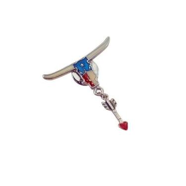 Imagem de Broche de Touro com Pingente  Esmaltado Colorido com Base Prateada - P