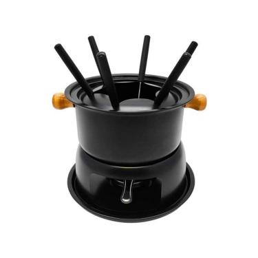 Imagem de Conjunto de Fondue para 6 Pessoas 11 Peças 1,7L Metal Madeira e Plástico Preto Top Rio Comercial