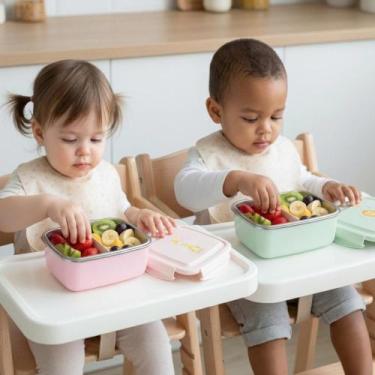 Imagem de Lancheira bento box inox com divisória leão e girafa - - PIMPOLHO, Ros