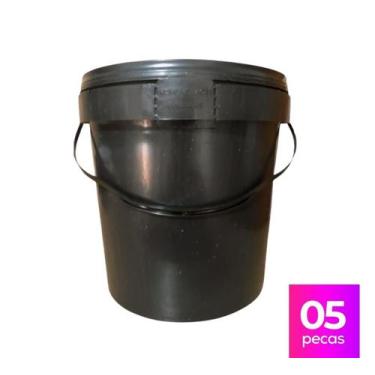 Imagem de Balde Plástico Reciclado 3.6 Litros com Tampa de Segurança - Kit com 5