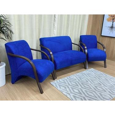 Imagem de Conjunto Poltronas Braço Madeira Azul 910 Mexico - Alpoim
