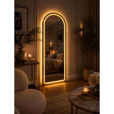 Imagem de Espelho Base Reta Led Bivolt Janela Decorativos Polido Luxo Closet Sem
