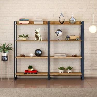 Imagem de Kit 2 Estantes para Livros Médias Industrial Aço 4 Prateleiras 146CMX8