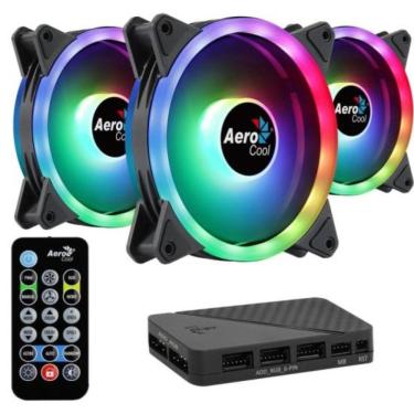 Imagem de Kit com 3 Coolers para Gabinete Duo 12 Pro Argb 120mm com Hub e Controle Preto Aerocool