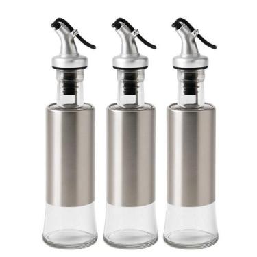 Imagem de Kit Galheteiro Porta Azeite e Vinagre 15805 Vidro e Inox com Dosador A
