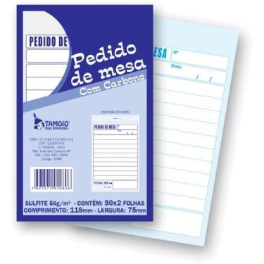 Imagem de Impresso Talão de Pedido Mesa 2 Vias 50 Folhas Carbono PCT.C/05 - Tamo