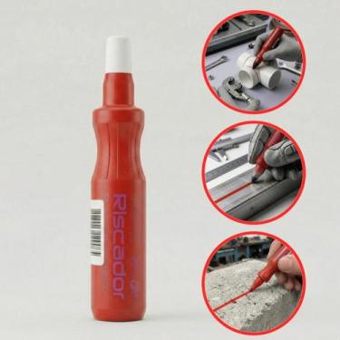 Imagem de Kit 2 Marcador Riscador Caneta Industrial Vermelho 2mm 60ml Ferro Chap