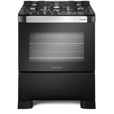 Imagem de Fogão 5 Bocas Mueller Decorato Vetro com Timer Preto Fosco , Preto, Bi