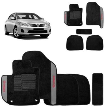 Imagem de Jogo de Tapetes Carpete Toyota Corolla 2009 a 2017 Preto Bordado 5 Peç