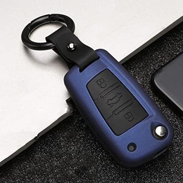 Imagem de YJADHU ABS Car Key Case Cover Chaveiro Anel, apto para Audi C6 A1 A3 C5 Q3 B6 B7 B8 A4 A5 A6 A7 A8 Q5 Q7 R8 TT S5 S6 S7 S8 SQ5 RS5, B Azul