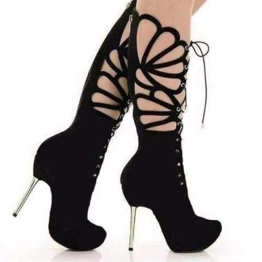 Imagem de Bota Fechada Borboleta Salto Dourado Bf01