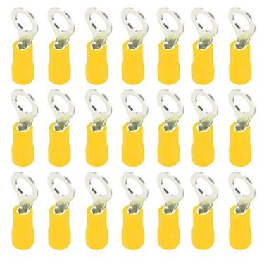 Imagem de ESUPPORT 100 peças de conectores de terminal isolados de cobre amarelo 10 – 12 cabos elétricos de fio de carmim a gás M4