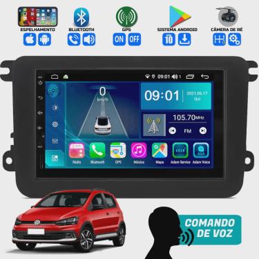 Imagem de Central Multimídia Volkswagen Fox Xtreme 2020 2021 2022 Sistema Android 10 com Comando de Voz Espelhamento Apple Carplay Android Auto 2GB ram Tela 7 Polegadas Bluetooth Rádio Eq Gps Câmera Frontal