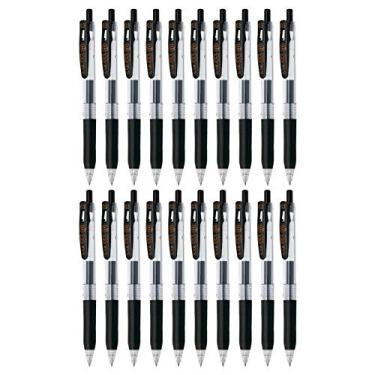 Imagem de Zebra Sarasa Clip 0,3 caneta de tinta de gel retrátil, aderência de borracha, 0,3 mm, tinta preta, conjunto de 20