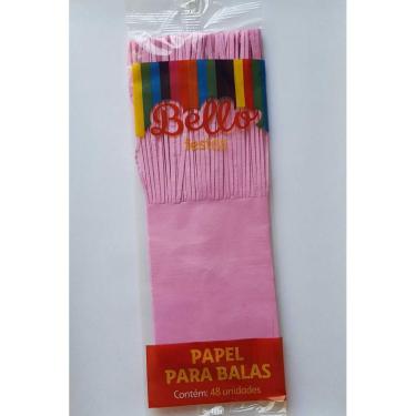 Imagem de PAPEL PARA BALA LISO - ROSA CLARO - BELLO FESTAS - Pacote com 48 unidades