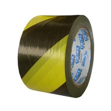 Imagem de Fita Zebrada Preta e Amarela 0,70 x 200 metros Plastcor