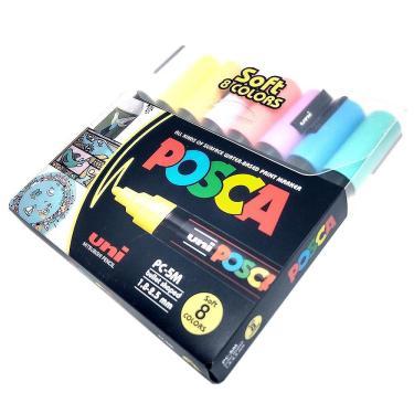 Imagem de Caneta Posca Uni-ball PC-5M Soft Colors Tons Pastel 8 Cores