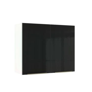 Imagem de Armário Aéreo Madesa Lux 80cm 2 Portas Branco Preto