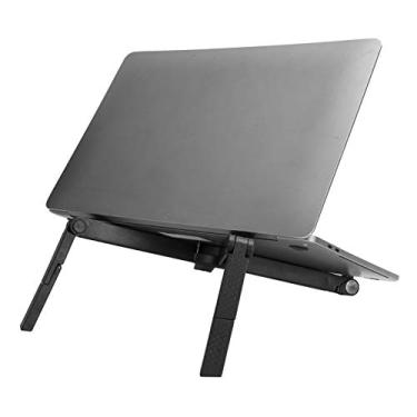 Imagem de Suporte dobrável para laptop, suporte portátil para mesa dobrável suporte de resfriamento para tablet notebook com menos de 17 polegadas (preto)