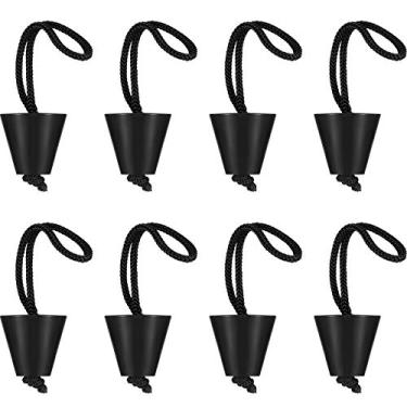 Imagem de Kit de plugue universal de 8 peças para caiaque, plugue de silicone preto, tampões para ralos, gancho de cortador com cordão