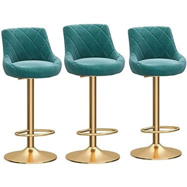 Imagem de Banco De Bar, Banco De Pequeno-almoço Ajustável, Banco De Bar Com Balcão Giratório Mecânico De Altura, Banco De Bar Para Cozinha/Sala De Jantar/Estar Cadeira De Veludo Banco De Pequeno-almoço