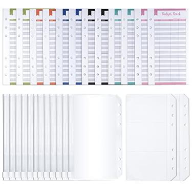 Imagem de 70 peças A6 para organizar orçamentos, envelope para dinheiro, inclui 60 peças de folhas de orçamento, 6 unidades de bolso com zíper, 4 peças de sacos de armazenamento para cartões, dinheiro e cupons