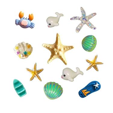 Imagem de CAKOLINK 12 peças de pingentes de sapatos para meninas, lindos pingentes de decoração de sapatos de concha de estrela-do-mar para mulheres, pingentes femininos de PVC para sandálias de tamanco, Cloreto de polivinilo, Sem pedras preciosas