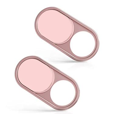 Imagem de imluckies Capa deslizante de metal para webcam, capa de câmera de 0,05 cm para laptop, MacBook Pro/Air iMac iPad Tablet iPhone 8/7/6 Plus, bloqueador de câmera Echo Show/Spot Web protege sua privacidade [pacote com 2 rosas]