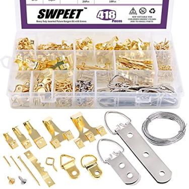 Imagem de 500 peças, kit de sortimento para pendurar imagens de 25 kg-22 kg, moldura resistente para pendurar com ganchos de imagem, ganchos, anel D, unhas, parafusos para os olhos, ganchos para dente de serra, arame torcido de aço para imagem