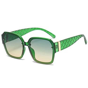 Imagem de Óculos de sol quadrados de malha retrô unissex, óculos de sol polarizados, óculos de pesca para dirigir, óculos esportivos anti-luz azul anti-UV (verde)