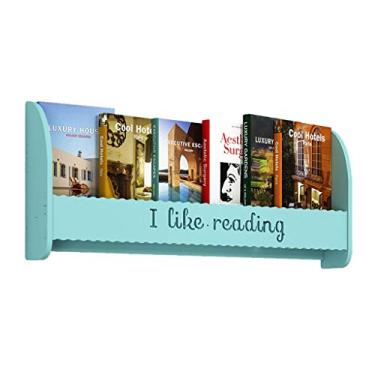 Imagem de KIZQYN Estante de livros montada na parede Prateleiras de parede multiuso para armazenamento de CD DVD de livro e estante de exibição (cor: caneca grande azul, tamanho: 80cm)