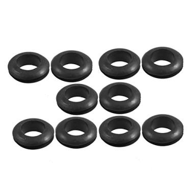 Imagem de Flyshop 10 peças preto redondo de borracha dupla face protetor de fio barra de armadura ilhós 14 mm de diâmetro interno
