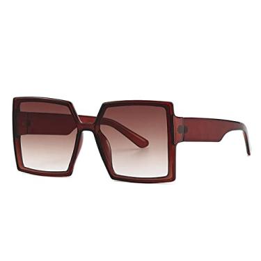 Imagem de Óculos de sol quadrados grandes vintage para mulheres moda gradiente bege elegante óculos de sol feminino uv400 tons de armação grande, 6, tamanho único