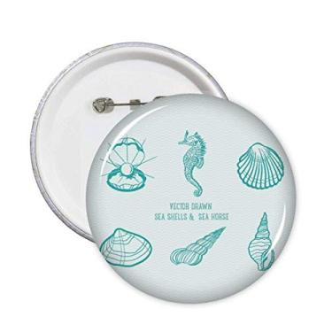 Imagem de Broche azul hipocampo padrão vida marinha broche emblema botão decoração acessório 5 peças