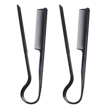 Imagem de minkissy Alisamento de cabelos planos em forma de V para salão antiestático escova dupla ferramenta de corte de cabelo nodoso para pente preto escova penteado de cabelo