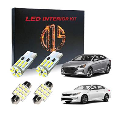 Imagem de D15 Lighting Kit de acessórios de luz interior LED para Sonata Elantra Optima Frote 2011-2021 6000 k branco mapa cúpula viseira carga matrícula lâmpadas (12 peças)