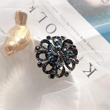 Imagem de Pedras e Cristais Clipe de Cabelo para Mulheres Moda Retrô Laço de Cristal Preto Grampo de Cabelo Berloque Geométrico Luxuoso Alfinetes de Cabelo Acessórios de Jóias Pedras Decorativas (Cor: OneColor, Tamanho: Cor Dourada)
