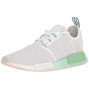 Imagem de adidas Originals Tênis masculino Nmd_r1, branco/branco/verde blush, 42, Branco/Verde blush