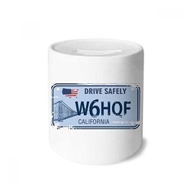 Imagem de DIYthinker Placa de licença EUA padrão americano caixa de dinheiro caixa de cerâmica porta-moedas presente de cofrinho