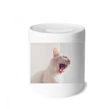 Imagem de DIYthinker Animal branco feroz fotografia de gato caixa de dinheiro caixa de cerâmica porta-moedas presente de cofrinho