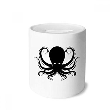Imagem de DIYthinker Octopus Marine Life Caixa de cerâmica com estampa de dinheiro preta e branca para presente de cofrinho