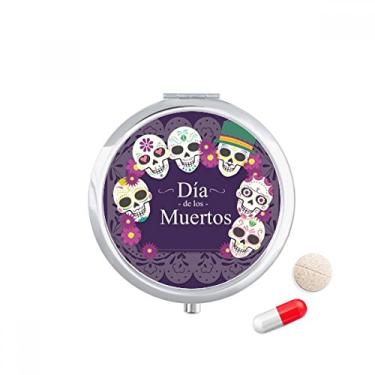Imagem de Caveira O Dia dos Mortos Ilustração Caixa de Armazenamento de Remédio Dispensador de Recipiente