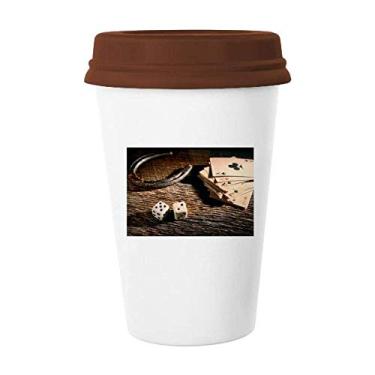 Imagem de Caneca de cerâmica para jogos de pôquer de dados, copo de cerâmica para café