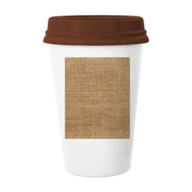 Imagem de Tecido de malha de linho Kahki abstrata caneca de café copo cerâmica tampa