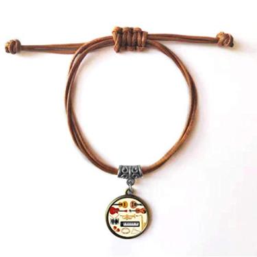 Imagem de DIYthinker Pulseira de couro com corda de guitarra de trombone elétrico de piano pulseira marrom joia presente