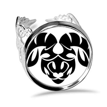 Imagem de DIYthinker Anel de noivado ajustável com símbolo do zodíaco de Áries da Constelação