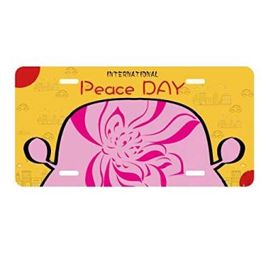 Imagem de DIYthinker Placa de licença de planta de lótus rosa folha de lótus etiqueta decoração de carro dia
