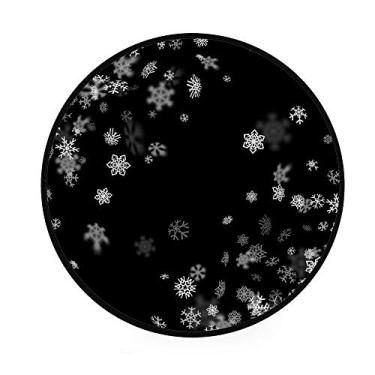Imagem de My Daily Snowflakes Tapete moderno preto branco redondo área para sala de estar, quarto, crianças, tapete de poliéster, tapete para ioga, 9,5 cm de diâmetro