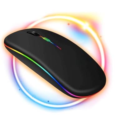 Imagem de Mouse Bluetooth Conexão Sem Fio Recarregável Wireless Led Rgb Ergonômico Usb Pc Notebook Computador Tv Smart Ghz