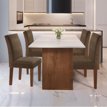 Imagem de Sala de Jantar Moderna com Vidro 4 Cadeiras - Julia - Cel Móveis